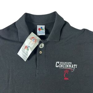 Vtg University Of Cincinnati Bearcats Polo Shirt Men’s Large Black Deadstock USA